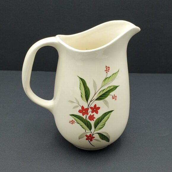 Universal Cambridge Woodvine Pitcher Red Flowers Vase Red Floral Pitcher - Picture 1 of 8